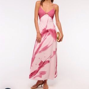 Abercrombie & Fitch Pink and White Maxi Dress